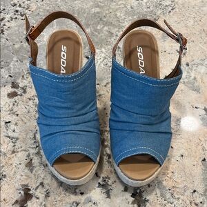 Soda Blue Espadrille Shoes with Adjustable Slingback
